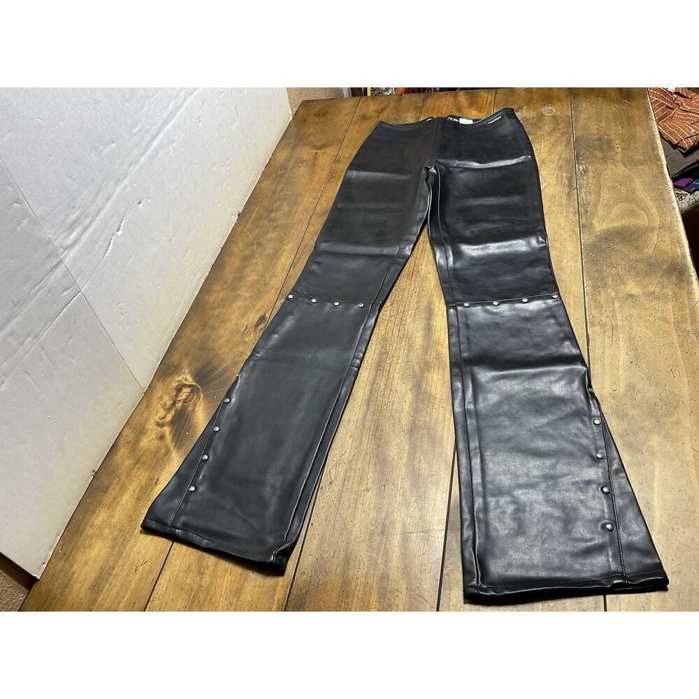 Vintage Rockies Pants Womens 24/0 Slim Fit Black PVC Leather Studded Goth NWT